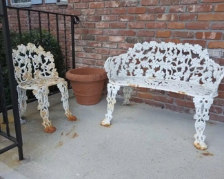 $100. Chair,  $200. Bench, both Cast Iron, 