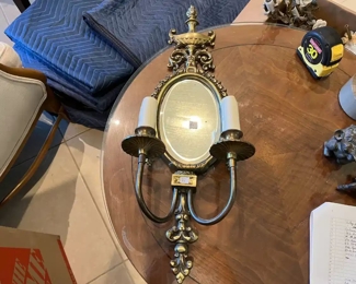 Antique Electrified Wall Mirror Sconce