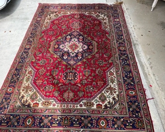 Vintage Red Tabriz Hand Knotted Wool Persian Area Rug, 9'5"x6'8"