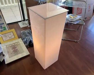 White Laminate Pedestal with Ambient Light