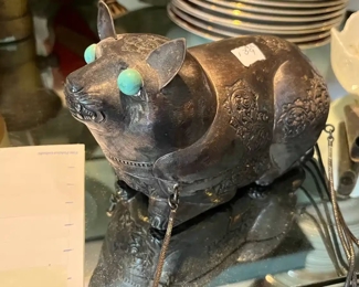 Hammered Tin Cat Purse