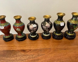 Assortment of Vintage Cloisonne Vases