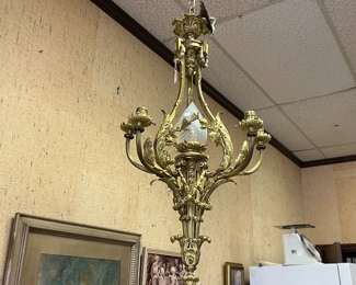 Vintage French Bronze Chandelier