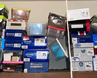 There are 100+ boxes of shoes throughout home in size 6-8M.