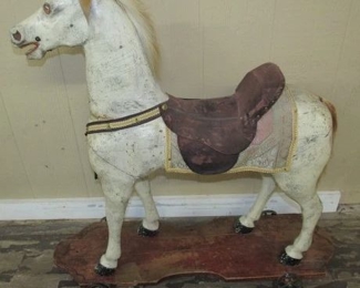 Antique Wood Horse on Wheels