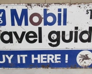1966 Metal Mobil Travel Guide Sign - 22" x 44"