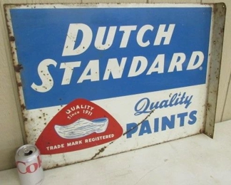 1950's - 1960's Metal Dutch Standard Paints Flange Sign - 20" x 26"