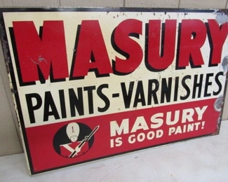 1950's Heavy Metal Masury Paints Flange Sign - 22" x 33"