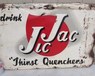 1950's - 1960's Metal Embossed Jic Jac Soda Sign - 23" x 35" - Hard to Find!
