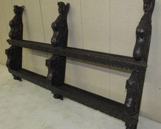Carved Plate Shelf w/Carved Figures at Top