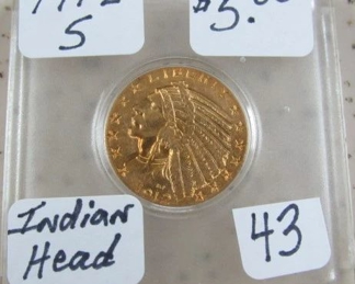 1912-S Indian Head $5.00 Gold Coin