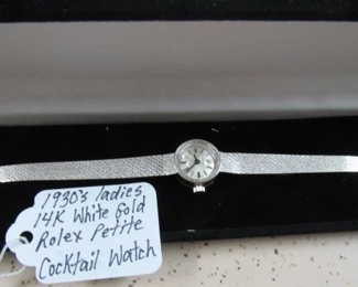 1930's Ladies 14K White Gold Rolex Petite Cocktail Watch