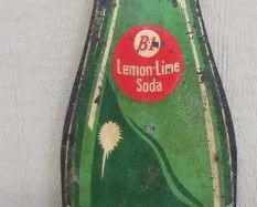 1950's Metal B-1 Lemon Lime Soda Bottle Shape Sign