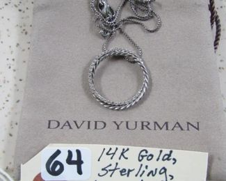 14K Gold, Sterling & Diamond Crossover Pendant - David Yurman