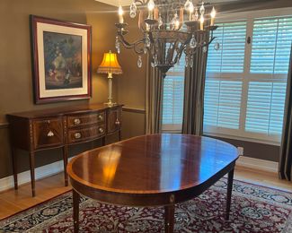 Stickley Federal Style Inlaid Mahogany Dining Table (Shown 46"W x 72"L x 29-1/2"H)