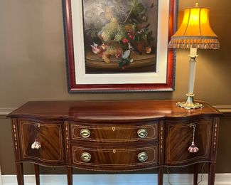 Stickley Federal Style Mahogany Inlay 2 Drawer / 2 Door Sideboard (66"W x 23"D x 38"H)