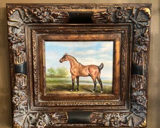 Framed Horse Portrait Original Oil on Canvas