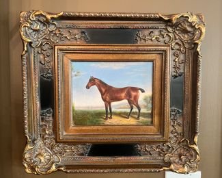 Framed Horse Portrait Original Oil on Canvas