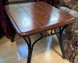 Metal Base / Wood Top Side Table (pr) (28"L x 24"W x 24"H)