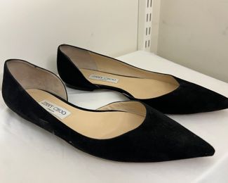 Women's Jimmy Choo Black Suede Pointed Alina Flats Size 40