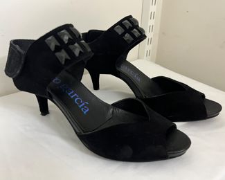 Women's Pedro Garcia Studded Strap Suede Heels Size 39-1/2