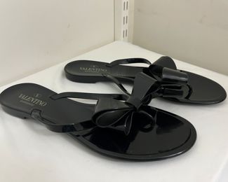 Women's Valentino Couture Bow Jelly Flat Thong Sandals Size 41