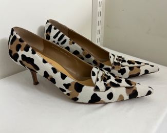 Women's Valentino Garavani Pony Fur Leopard Print Heels Size 41