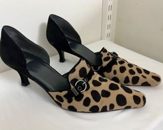 Women's Stuart Weitzman Animal Hair D'orsay Kitten Heels Size 9-1/2