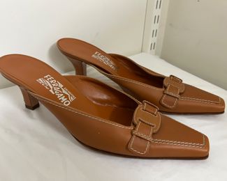 Women's Salvatore Ferragamo Leather Mules Size 10