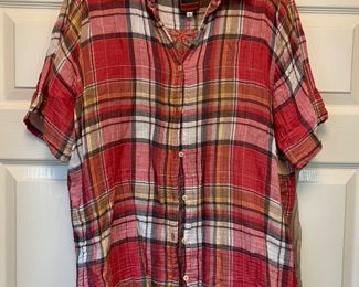 Women's Johnny Was Coral Flannel Blouse Size L