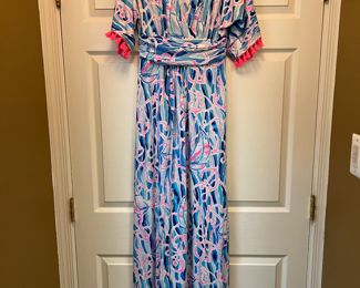 Women's Lilly Pulitzer Blue Parigi Tassel Maxi V-Neck Reel Nautical Size M