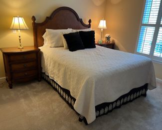 Drexel Queen Bed with Matching 3 Drawer End Tables