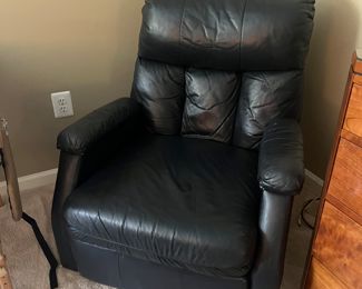 Black Leather Reclining Armchair