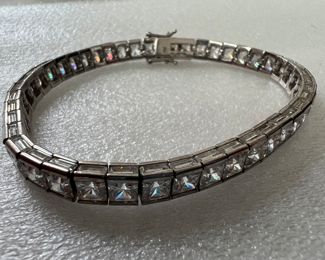 Sterling Silver & Cubic Zirconia Clasp Bracelet