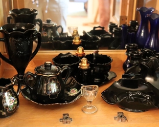 Vintage L.E. Smith & Others Black Amethyst Glass