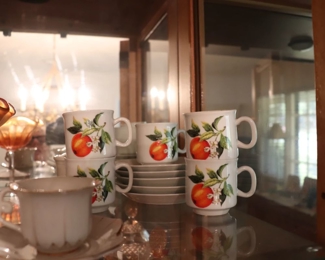 Tea Cup Mini Porcelain A Feu Oranges France Tea Party