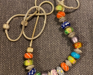 Vintage pandora with murano glass beads