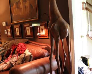Hand Carved 7' Tall Giraffe from Zimbabwe From Single piece of wood 