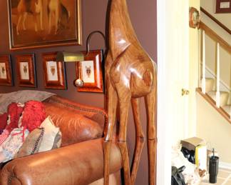 Hand Carved 7' Tall Giraffe from Zimbabwe From Single piece of wood 
