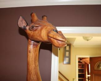 Hand Carved 7' Tall Giraffe from Zimbabwe From Single piece of wood 