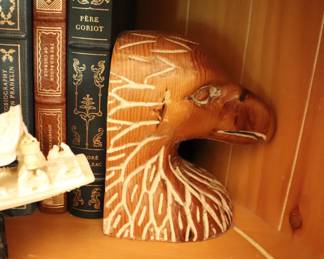 Vintage Sarreid Hand Carved Wood Eagle Bookends