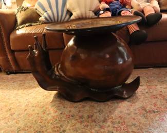 Carved Wood Snail Sculpture Table by Federico Armijo 