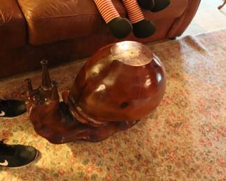 Carved Wood Snail Sculpture Table by Federico Armijo