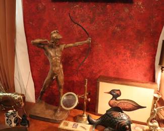 German Bronze Male Nude Figure ''The Archer'' by Ernst Moritz Geyger, Berlin