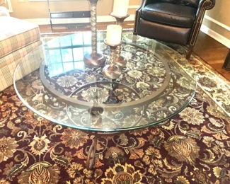 Coffee Table, Glass and black wrought iron