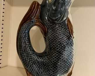 Majolica Gurgling Fish Pitcher