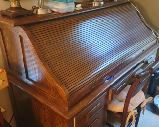 Oak roll-top desk