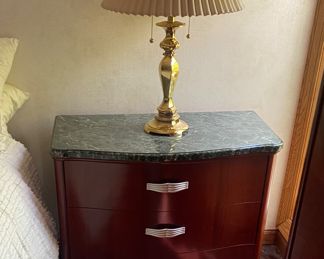 (2) Alf Italia nightstands with stone tops 33"W x 18"D x 28"H.