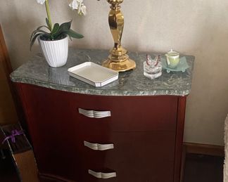 (2) Alf Italia nightstands with stone tops 33"W x 18"D x 28"H. 