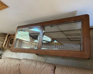 Glass/wood sofa table 52"W x 21"D x 29"H   